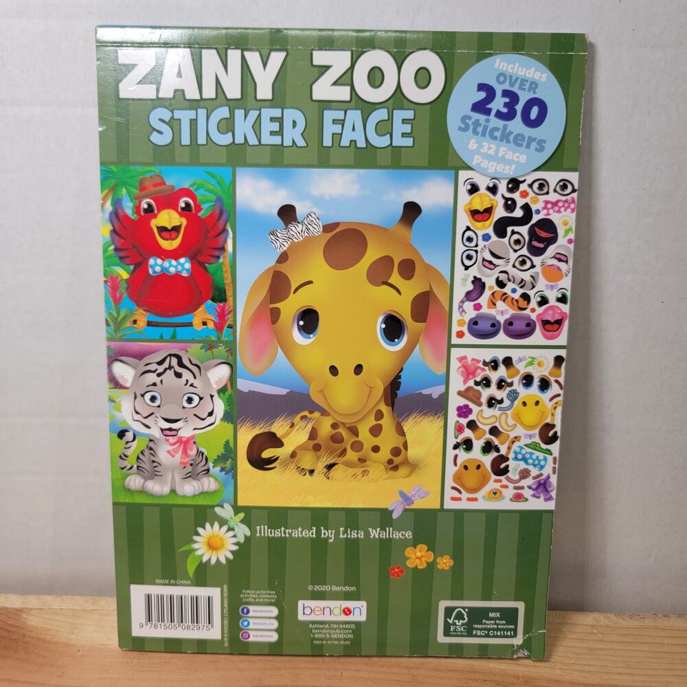 BOOK Zany Zoo Sticker Face - NEW - Picture 3 of 3